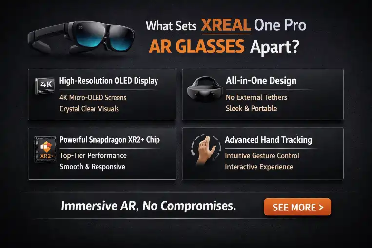 What are the key features that differentiate the XREAL One Pro AR glasses from other augmented reality headsets on the market